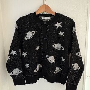 Zara Black and White Cosmic Cardigan